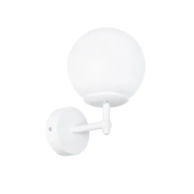 GloboStar® DALPH 203-0030 Vintage Επιτοίχιο Φωτιστικό Απλίκα Μονόφωτο 1 x E27 IP20 Λευκό Μέταλλο με Λευκό Γυαλί - M18 x Π15 x Υ23cm
