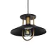 GloboStar® BILLA 203-0042 Vintage Κρεμαστό Φωτιστικό Καμπάνα Μονόφωτο 1 x E27 IP20 Μαύρο με Χρυσό Μέταλλο - M30.5 x Π30.5 x Υ70cm