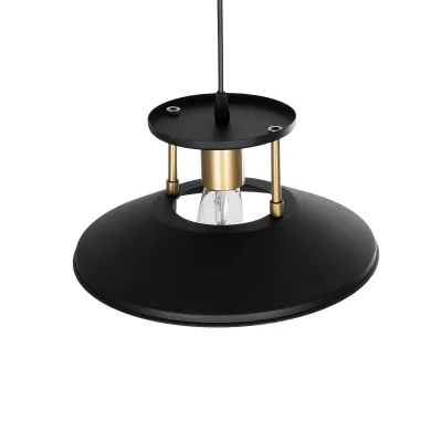 GloboStar® BILLA 203-0042 Vintage Κρεμαστό Φωτιστικό Καμπάνα Μονόφωτο 1 x E27 IP20 Μαύρο με Χρυσό Μέταλλο - M30.5 x Π30.5 x Υ70cm