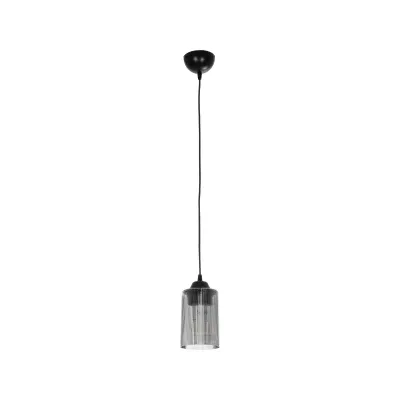 GloboStar® TORUS 203-0063 Μοντέρνο Κρεμαστό Φωτιστικό Καμπάνα Μονόφωτο 1 x E27 IP20 Μαύρο Πλαστικό - Μ10 x Π10 x Υ77cm