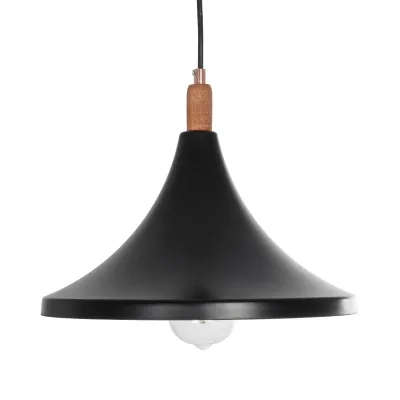 GloboStar® BELFRY 203-0077 Μοντέρνο Κρεμαστό Φωτιστικό Καμπάνα Μονόφωτο 1 x E27 IP20 Μαύρο & Χρυσό Πλαστικό - Μ29.5 x Π29.5 x Υ22cm