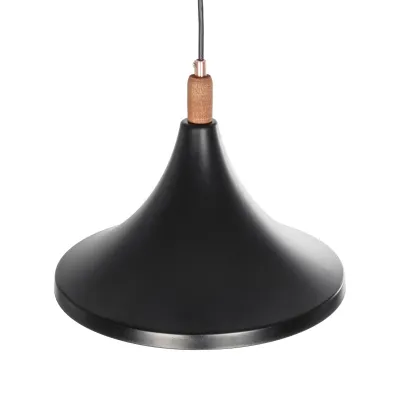 GloboStar® BELFRY 203-0077 Μοντέρνο Κρεμαστό Φωτιστικό Καμπάνα Μονόφωτο 1 x E27 IP20 Μαύρο & Χρυσό Πλαστικό - Μ29.5 x Π29.5 x Υ22cm