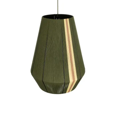 Boho Κρεμαστό Φωτιστικό Πλέγμα SALERNO Μονόφωτο 1 x E27 IP20 Πράσινο, Μπεζ & Καφέ Νήμα - Μ50 x Π50 x Υ60cm