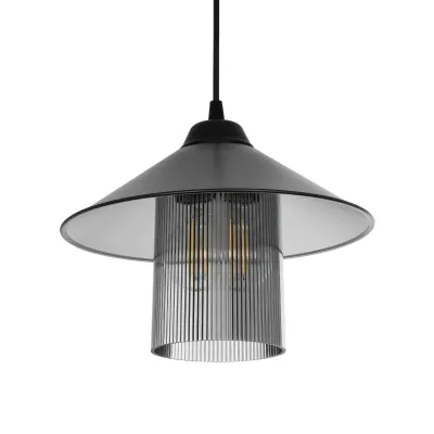 GloboStar® Promo 203-0089 Μοντέρνο Κρεμαστό Φωτιστικό Καμπάνα Μονόφωτο 1 x E27 IP20 Μαύρο Πλαστικό - Μ25.5 x Π25.5 x Υ90cm