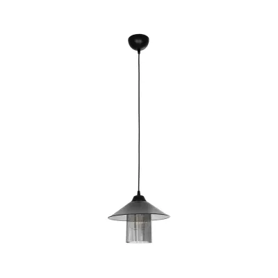 GloboStar® Promo 203-0089 Μοντέρνο Κρεμαστό Φωτιστικό Καμπάνα Μονόφωτο 1 x E27 IP20 Μαύρο Πλαστικό - Μ25.5 x Π25.5 x Υ90cm