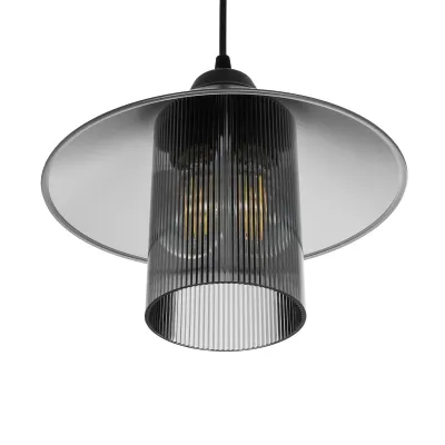 GloboStar® Promo 203-0089 Μοντέρνο Κρεμαστό Φωτιστικό Καμπάνα Μονόφωτο 1 x E27 IP20 Μαύρο Πλαστικό - Μ25.5 x Π25.5 x Υ90cm
