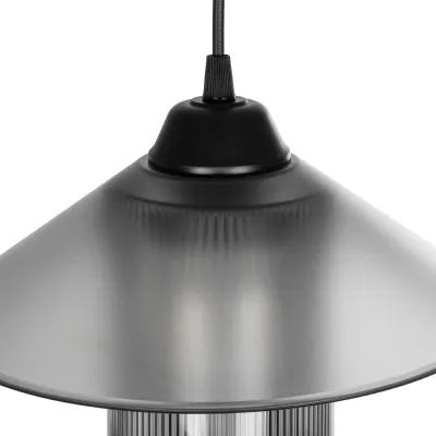 GloboStar® Promo 203-0089 Μοντέρνο Κρεμαστό Φωτιστικό Καμπάνα Μονόφωτο 1 x E27 IP20 Μαύρο Πλαστικό - Μ25.5 x Π25.5 x Υ90cm