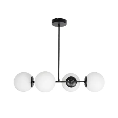 Μοντέρνο πολύφωτο οροφής GLOBUS με 4 ντουί E27 AC 220-240V IP20 λευκό-μαύρο 70x34x15cm