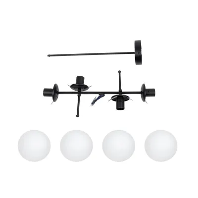 Μοντέρνο πολύφωτο οροφής GLOBUS με 4 ντουί E27 AC 220-240V IP20 λευκό-μαύρο 70x34x15cm