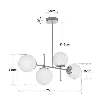 Μοντέρνο πολύφωτο οροφής GLOBUS με 4 ντουί E27 AC 220-240V IP20 λευκό και χρυσό 70x15x34cm Μοντέρνο πολύφωτο οροφής GLOBUS με 4 ντουί E27 AC 220-240V IP20 λευκό και χρυσό 70x15x34cm