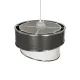 GloboStar® SONIA 203-0116 Μοντέρνο Κρεμαστό Φωτιστικό Καπέλο Μονόφωτο 1 x E27 IP20 Σκούρο Γκρι & Λευκό Ύφασμα με Ασημί Λεπτομέρεια - Μ30 x Π30 x Υ90 cm