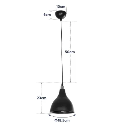 GloboStar® RADE 203-0126 Μοντέρνο Κρεμαστό Φωτιστικό Καμπάνα Μονόφωτο 1 x E27 IP20 Λευκό με Ασημί Πλαστικό - Μ17.5 x Π17.5 x Υ56cm