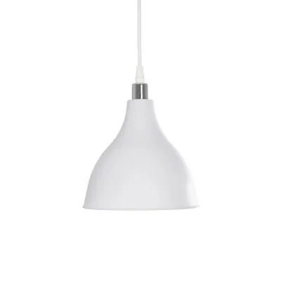 GloboStar® RADE 203-0126 Μοντέρνο Κρεμαστό Φωτιστικό Καμπάνα Μονόφωτο 1 x E27 IP20 Λευκό με Ασημί Πλαστικό - Μ17.5 x Π17.5 x Υ56cm