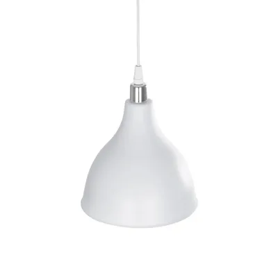 GloboStar® RADE 203-0126 Μοντέρνο Κρεμαστό Φωτιστικό Καμπάνα Μονόφωτο 1 x E27 IP20 Λευκό με Ασημί Πλαστικό - Μ17.5 x Π17.5 x Υ56cm