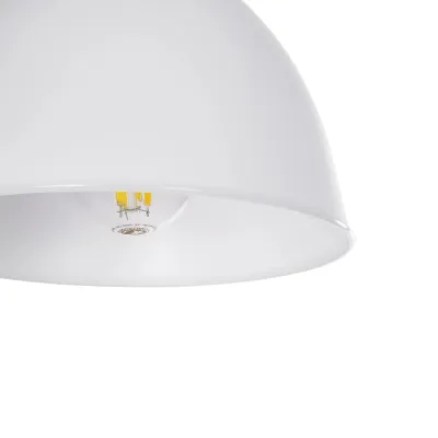 GloboStar® RADE 203-0126 Μοντέρνο Κρεμαστό Φωτιστικό Καμπάνα Μονόφωτο 1 x E27 IP20 Λευκό με Ασημί Πλαστικό - Μ17.5 x Π17.5 x Υ56cm