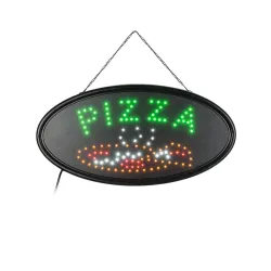 Φωτιστικό ταμπέλα LED οβάλ σήμανσης PIZZA επίτοιχο 3W με πρίζα AC 230V  Μ48xΠ1.8xΥ24.5cm