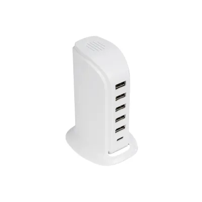 Επιτραπέζιος Φορτιστής Πολύμπριζο USB με 5 x USB 2.0 & 1 x USB-C 30W 6A AC 220-240V IP20 Λευκό Μ8xΠ6.5xΥ11.5cm 