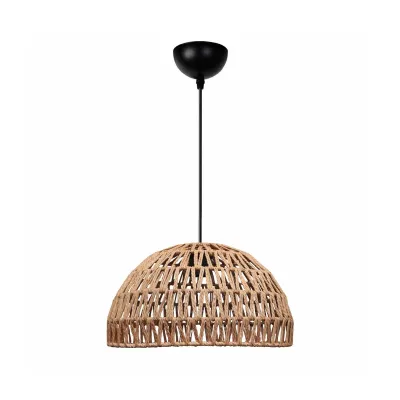 Boho Κρεμαστό Φωτιστικό Καμπάνα SAND Μονόφωτο 1 x E27 IP20 Μπεζ Σχοινί - Μ29 x Π29 x Υ16cm