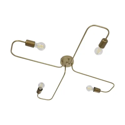 Vintage πολύφωτο οροφής MOORNA με 4 ντουί E27 AC 220-240V IP20 χρυσό 97x97x7cm