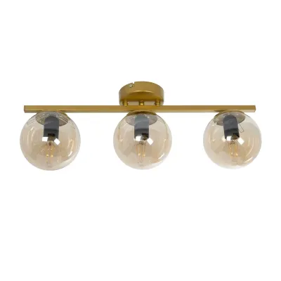 Vintage τρίφωτο φωτιστικό οροφής RADIAM με ντουί 3xE27 AC 220-240V IP20 χρυσό-μελί 61x15x19cm