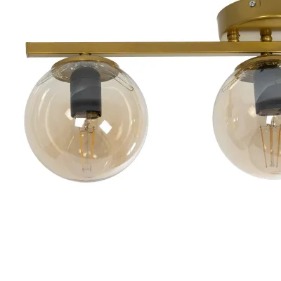 Vintage τρίφωτο φωτιστικό οροφής RADIAM με ντουί 3xE27 AC 220-240V IP20 χρυσό-μελί 61x15x19cm