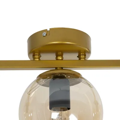 Vintage τρίφωτο φωτιστικό οροφής RADIAM με ντουί 3xE27 AC 220-240V IP20 χρυσό-μελί 61x15x19cm