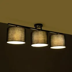 Vintage τρίφωτο φωτιστικό οροφής GLOWEN με ντουί 3 x E27 AC 220-240V IP20 μαύρο και χρυσό 80x20x20cm