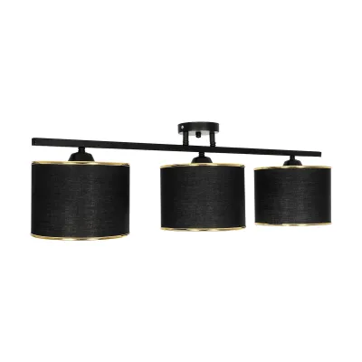 Vintage τρίφωτο φωτιστικό οροφής GLOWEN με ντουί 3 x E27 AC 220-240V IP20 μαύρο και χρυσό 80x20x20cm
