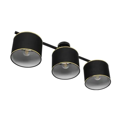 Vintage τρίφωτο φωτιστικό οροφής GLOWEN με ντουί 3 x E27 AC 220-240V IP20 μαύρο και χρυσό 80x20x20cm