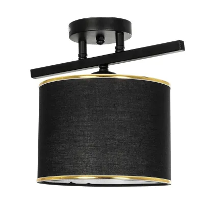 Vintage φωτιστικό οροφής μονόφωτο GLOWEN με ντουί E27 AC 220-240V IP20 μαύρο και χρυσό