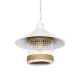 Vintage Κρεμαστό Φωτιστικό Καμπάνα GLORA Μονόφωτο 1 x E27 IP20 Λευκο Μέταλλο με Μπεζ Σχοινί - Μ30 x Π30 x Υ54cm
