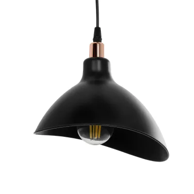 GloboStar® RIVE 203-0144 Vintage Κρεμαστό Φωτιστικό Καμπάνα Τρίφωτο 3 x E27 IP20 Μαύρο με Χρυσό Πλαστικό - Μ45 x Π45 x Υ80cm