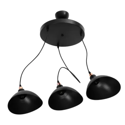 GloboStar® RIVE 203-0144 Vintage Κρεμαστό Φωτιστικό Καμπάνα Τρίφωτο 3 x E27 IP20 Μαύρο με Χρυσό Πλαστικό - Μ45 x Π45 x Υ80cm
