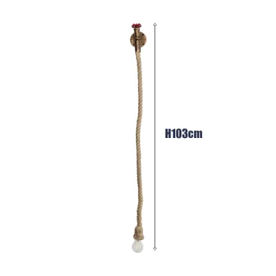 GloboStar® TROUVER 01183 Vintage Industrial Φωτιστικό Τοίχου Απλίκα Μονόφωτο Μπρούτζινο Σκουριά Μεταλλικό με Μπεζ Σχοινί Μ14.5 x Π3.3 x Υ16cm