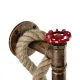 GloboStar® TROUVER 01183 Vintage Industrial Φωτιστικό Τοίχου Απλίκα Μονόφωτο Μπρούτζινο Σκουριά Μεταλλικό με Μπεζ Σχοινί Μ14.5 x Π3.3 x Υ16cm