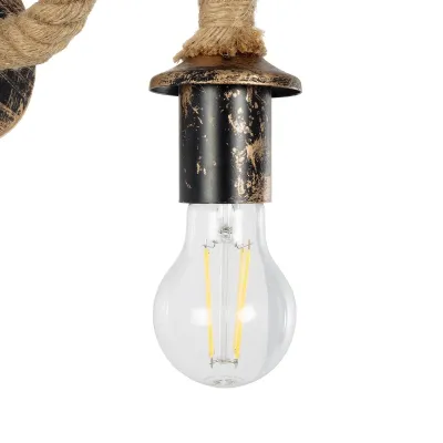 Φωτιστικό τοίχου απλίκα με ντουί 1 x E27 AC 220-240V IP20 χάλκινο εφέ σκουριάς & μπεζ σχοίνι Μ21 x Π12 x Υ16cm