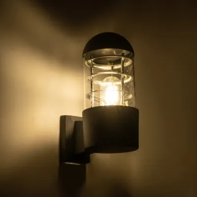 Φωτιστικό τοίχου απλίκα με ντουί 1 x E27 AC 220-240V IP20 σε μαύρο χρώμα μαύρο Μ11 x Π17 x Υ23cm