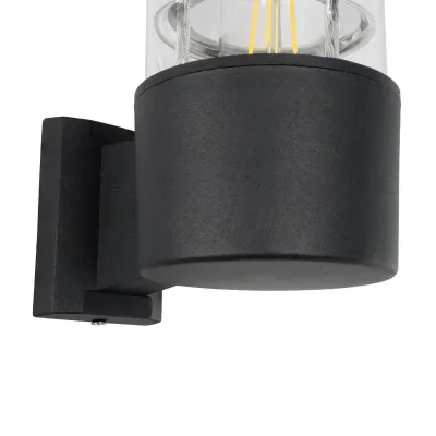 Φωτιστικό τοίχου απλίκα με ντουί 1 x E27 AC 220-240V IP20 σε μαύρο χρώμα μαύρο Μ11 x Π17 x Υ23cm