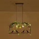 GloboStar® NEST 01643 Vintage Κρεμαστό Φωτιστικό Φιγούρα Δίφωτο 2 x E27 IP20 Μαύρο Μέταλλο με Πράσινο Πλαστικό - Μ73.6 x Π37.5 x Y38cm