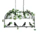 GloboStar® NEST 01643 Vintage Κρεμαστό Φωτιστικό Φιγούρα Δίφωτο 2 x E27 IP20 Μαύρο Μέταλλο με Πράσινο Πλαστικό - Μ73.6 x Π37.5 x Y38cm