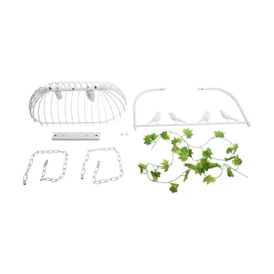 GloboStar® NEST 01644 Vintage Κρεμαστό Φωτιστικό Φιγούρα Δίφωτο 2 x E27 IP20 Λευκό Μέταλλο με Πράσινο Πλαστικό - Μ73.6 x Π37.5 x Y38cm