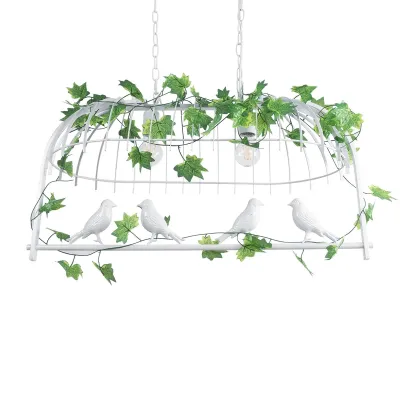 GloboStar® NEST 01644 Vintage Κρεμαστό Φωτιστικό Φιγούρα Δίφωτο 2 x E27 IP20 Λευκό Μέταλλο με Πράσινο Πλαστικό - Μ73.6 x Π37.5 x Y38cm