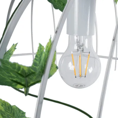 GloboStar® NEST 01644 Vintage Κρεμαστό Φωτιστικό Φιγούρα Δίφωτο 2 x E27 IP20 Λευκό Μέταλλο με Πράσινο Πλαστικό - Μ73.6 x Π37.5 x Y38cm