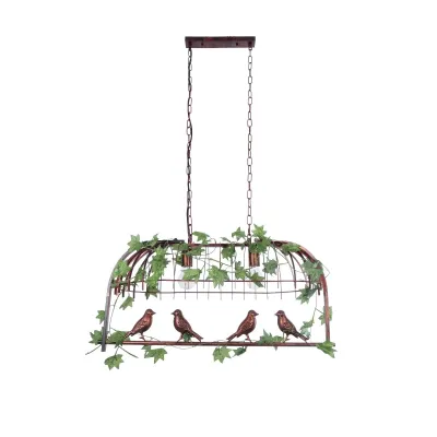 GloboStar® NEST 01645 Vintage Κρεμαστό Φωτιστικό Φιγούρα Δίφωτο 2 x E27 IP20 Χάλκινο Μέταλλο με Πράσινο Πλαστικό - Μ73.6 x Π37.5 x Y38.5cm