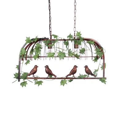 GloboStar® NEST 01645 Vintage Κρεμαστό Φωτιστικό Φιγούρα Δίφωτο 2 x E27 IP20 Χάλκινο Μέταλλο με Πράσινο Πλαστικό - Μ73.6 x Π37.5 x Y38.5cm