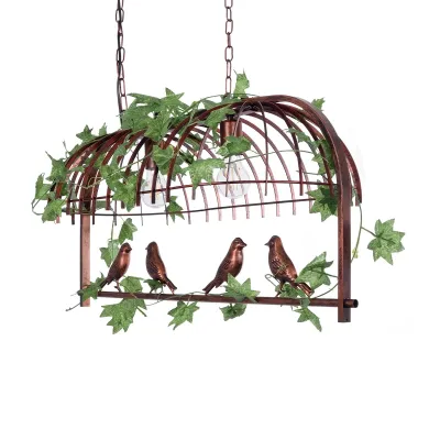GloboStar® NEST 01645 Vintage Κρεμαστό Φωτιστικό Φιγούρα Δίφωτο 2 x E27 IP20 Χάλκινο Μέταλλο με Πράσινο Πλαστικό - Μ73.6 x Π37.5 x Y38.5cm