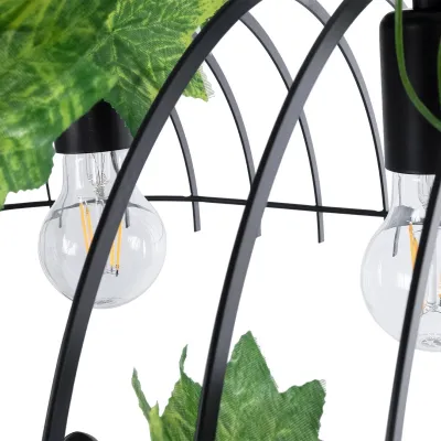 GloboStar® NEST 01646 Vintage Κρεμαστό Φωτιστικό Φιγούρα Τρίφωτο 3 x E27 IP20 Μαύρο Μέταλλο με Πράσινο Πλαστικό - Μ85.5 x Π37.5 x Y38cm
