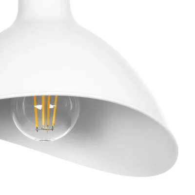 GloboStar® RIVE 203-0141 Μοντέρνο Κρεμαστό Φωτιστικό Καμπάνα Μονόφωτο 1 x E27 IP20 Λευκό με Χρυσό Πλαστικό - Μ22 x Π22 x Υ83cm