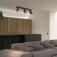 Κινούμενο φωτιστικό σποτ οροφής kelvo® SPOTA για 3 λάμπες MR16 με ντουί GU10 AC 220-240V IP20 μαύρο ματ 48x6.2x14cm Κινούμενο φωτιστικό σποτ οροφής kelvo® SPOTA για 3 λάμπες MR16 με ντουί GU10 AC 220-240V IP20 μαύρο ματ 48x6.2x14cm