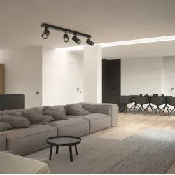 Φωτιστικό σποτ οροφής kelvo® SPOTA για 4 λάμπες MR16 με ντουί GU10 AC 220-240V IP20 μαύρο ματ 64x6x14cm
